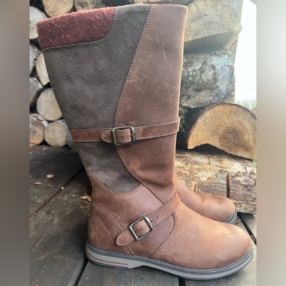 LL Bean Park Ridge Wool Lined Brown Leather boots 296319 women’s size 7.5